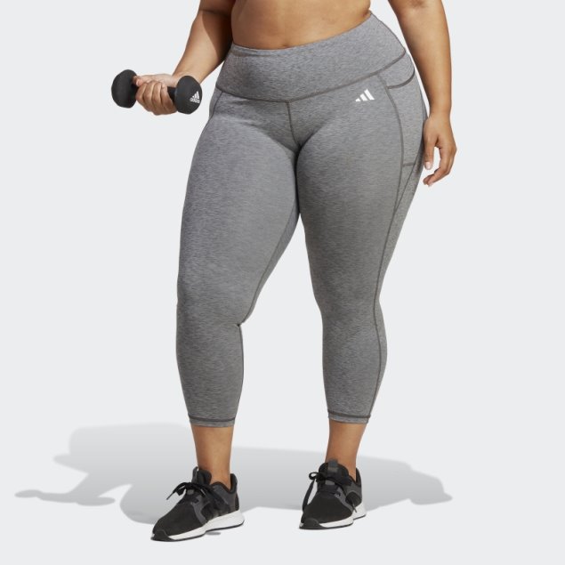 Leggings De Entrenamiento 7/8 Con Bolsillo Oculto De Optime En Gris Jaspeado (talla Grande) Adidas
