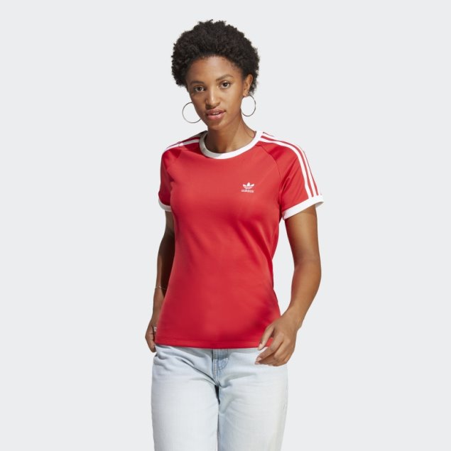 Camiseta Adicolor Classics Slim 3 Rayas Escarlata Adidas