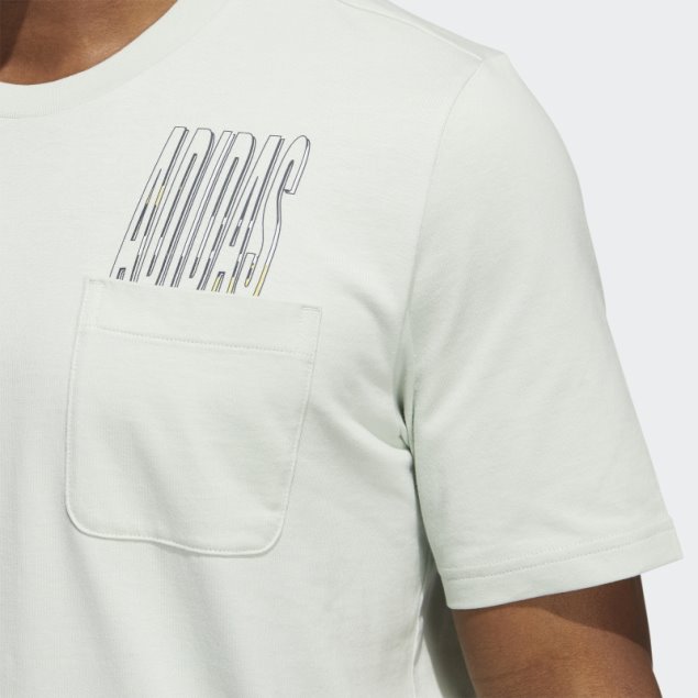 Adidas Camiseta Verde Con Bolsillo Gráfico De Deporte Dinámico