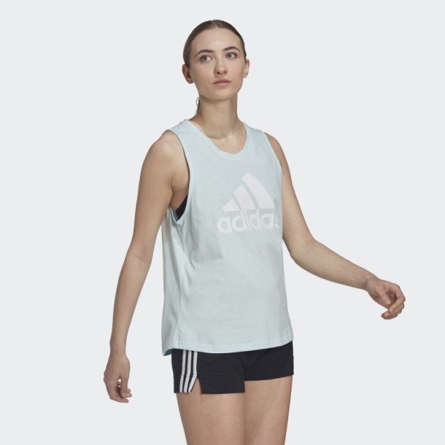 Camiseta Sin Mangas Essentials Con Logo Grande Azul Adidas