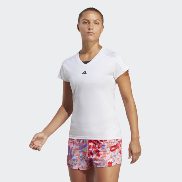 Aeroready Train Essentials Minimal Branding Camiseta Con Cuello En V Blanco Adidas