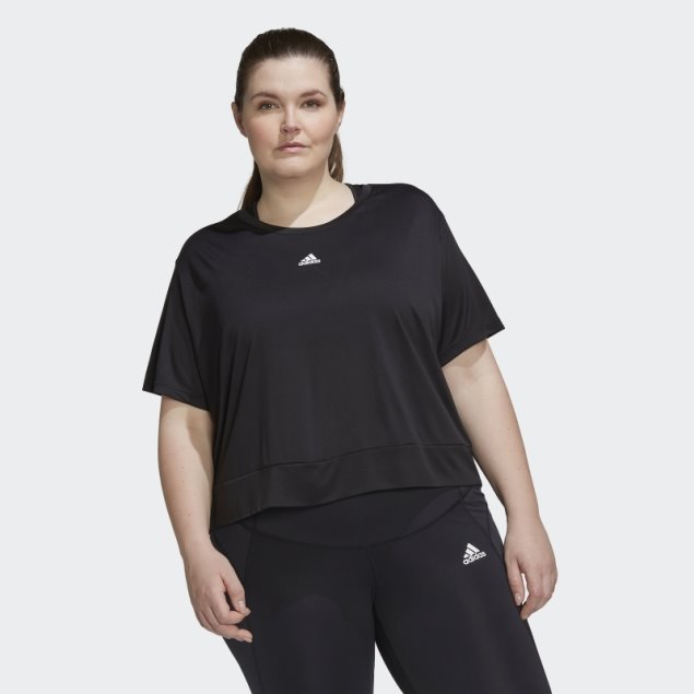 Adidas Aeroready Studio Camiseta Corta Suelta Negra (talla Grande)