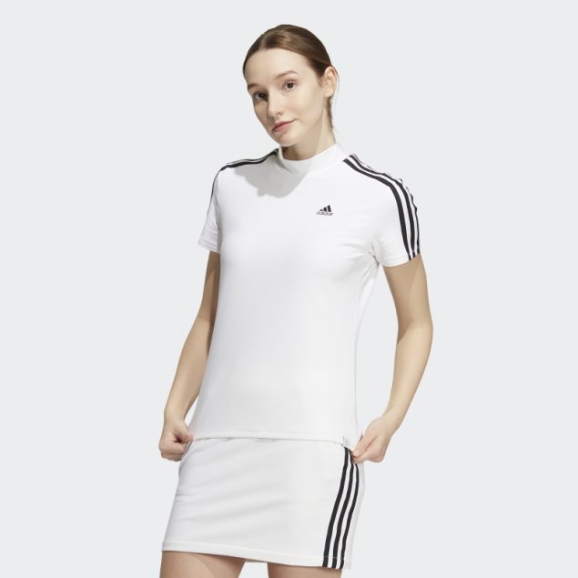 Camiseta Con Cuello Alto Y 3 Rayas Adidas Blanca