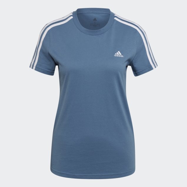 Camiseta Adidas Essentials Slim 3 Rayas Azul Alterado