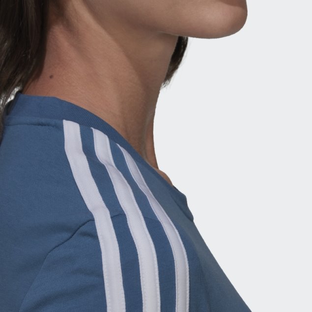 Camiseta Adidas Essentials Slim 3 Rayas Azul Alterado