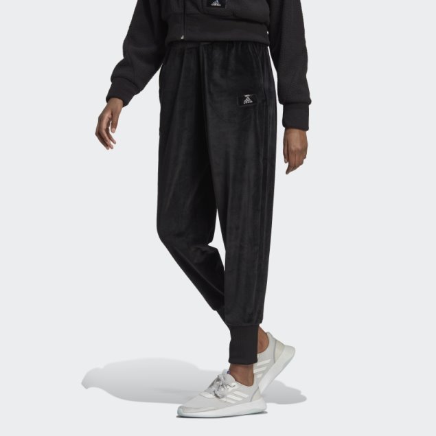Joggers Acogedores De Terciopelo Negro Holidayz De Adidas