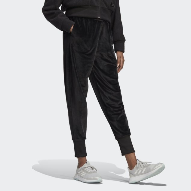 Joggers Acogedores De Terciopelo Negro Holidayz De Adidas