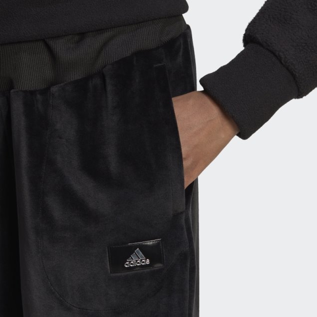 Joggers Acogedores De Terciopelo Negro Holidayz De Adidas