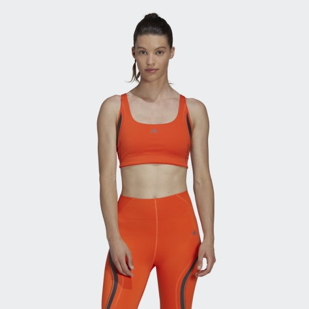 Adidas Powerimpact Luxe Sujetador Hiit De Entrenamiento De Sujeción Media Naranja