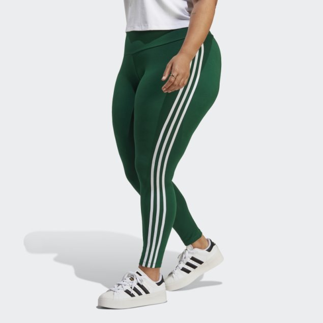 Leggings Adidas Verde Oscuro Adicolor Classics 3 Rayas (talla Grande)