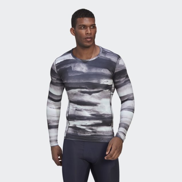 Adidas Allover Print Yoga Training Camiseta De Manga Larga Multicolor