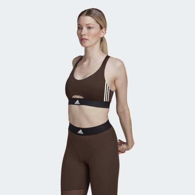 Sujetador Adidas Powerreact Training Mid-support Hyperglam Marron