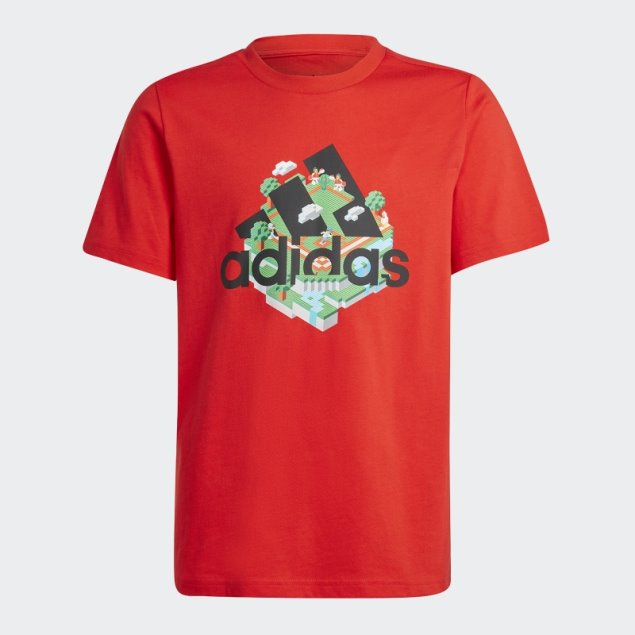 Camiseta Roja Con Gráfico De Adidas X Lego