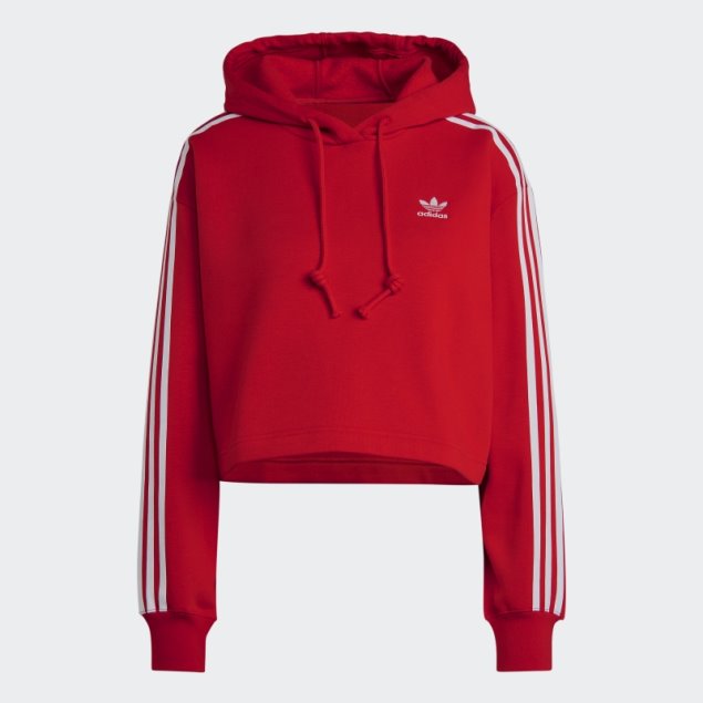Adidas Adicolor Classics Crop Sudadera Con Capucha Escarlata