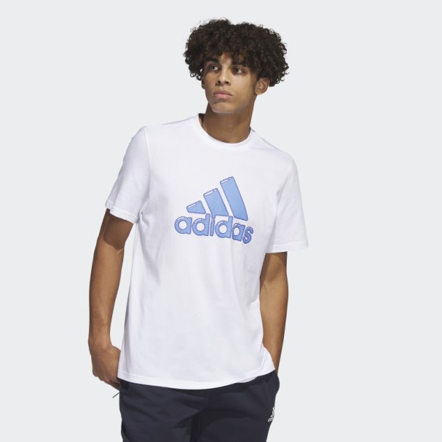 Relleno De Pluma Con Logotipo Blanco - Camiseta Con Gráfico De Ropa Deportiva Adidas