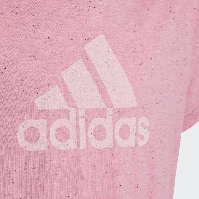 Rosa Adidas Future Icons Algodón Camiseta Suelta Insignia De Deporte