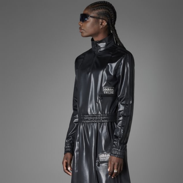 Camiseta Adidas Chile 62 Versión Azul Con Media Cremallera Negra