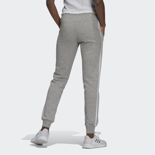 Pantalón Gris Medio Adidas Essentials Fleece 3 Rayas