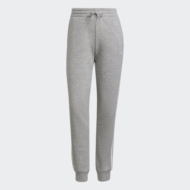 Pantalón Gris Medio Adidas Essentials Fleece 3 Rayas