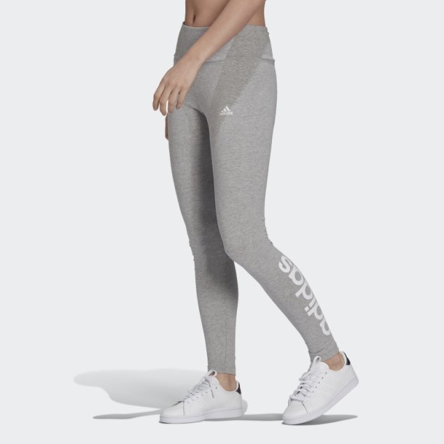 Leggings De Talle Alto Con Logo Adidas Loungewear Essentials Gris Medio