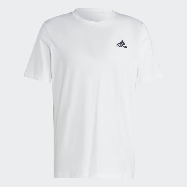 Camiseta Blanca Adidas Essentials Single Jersey Con Logo Pequeño Bordado