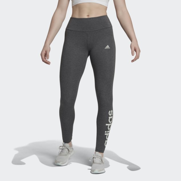 Gris Oscuro Jaspeado Leggings De Cintura Alta Esenciales Con Logo Adidas