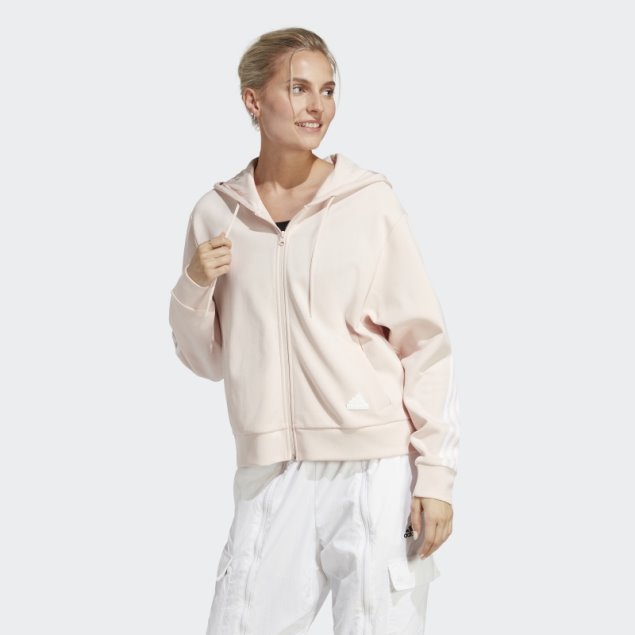 Adidas Future Icons Sudadera Con Capucha Y Cremallera Completa De 3 Rayas Cuarzo