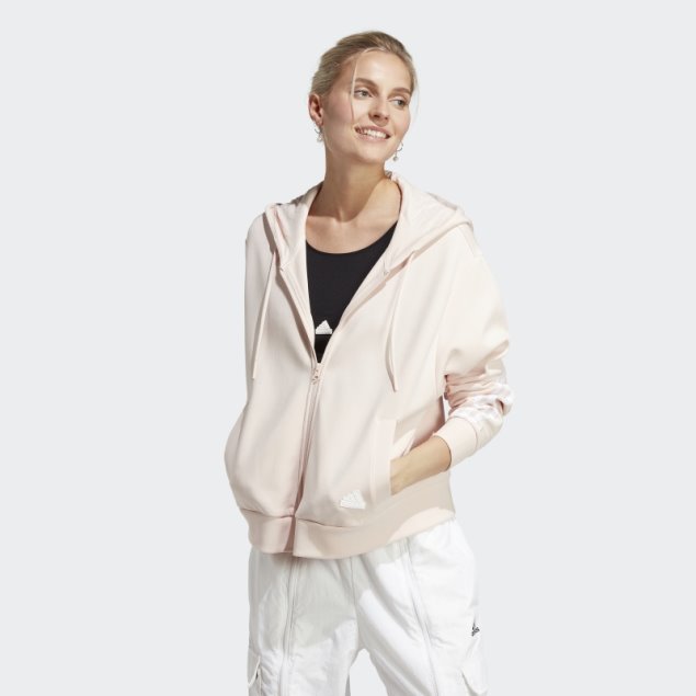 Adidas Future Icons Sudadera Con Capucha Y Cremallera Completa De 3 Rayas Cuarzo