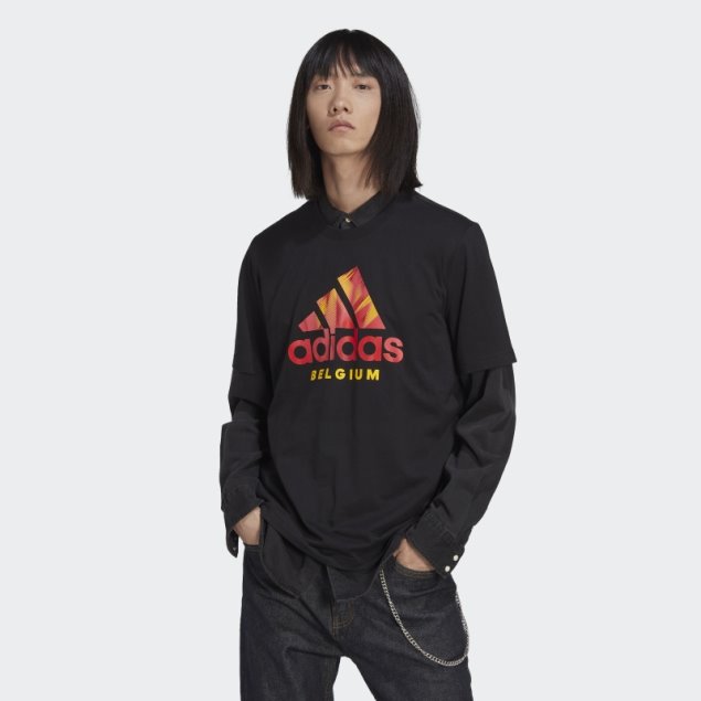 Camiseta Gráfica Adidas Bélgica Negra