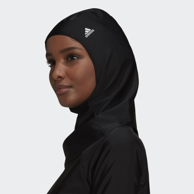Hijab De Baño Negro Con 3 Rayas De Adidas