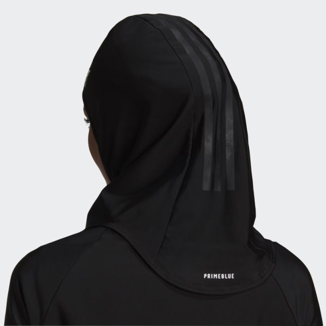 Hijab De Baño Negro Con 3 Rayas De Adidas