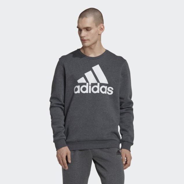 Sudadera Adidas Essentials Con Logo Grande Gris Oscuro Jaspeado