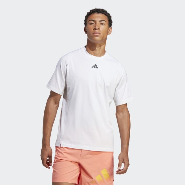 Camiseta De Entrenamiento Blanca Con Logo De 3 Barras De Iconos De Tren De Adidas