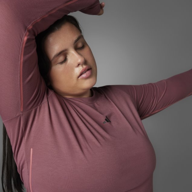 Camiseta De Manga Larga De Yoga De Equilibrio Auténtico (talla Grande) Adidas Burdeos