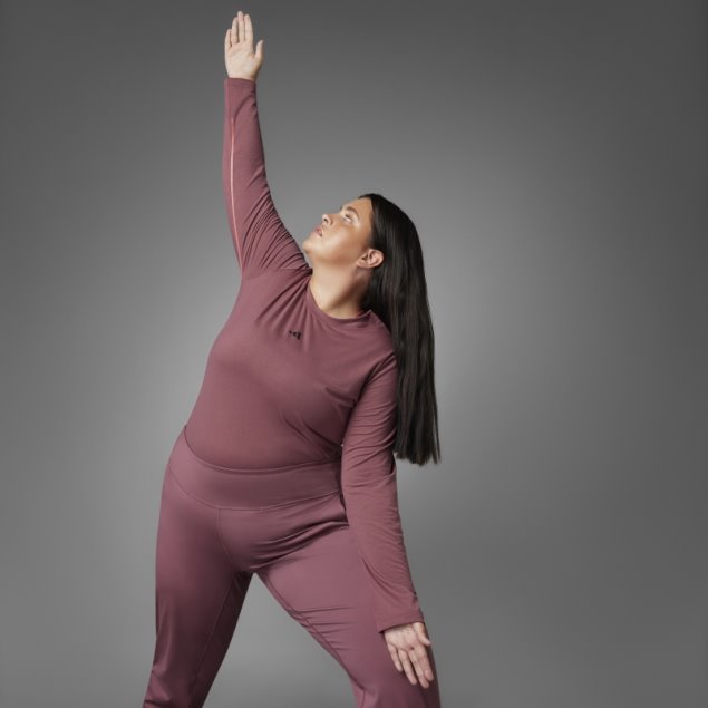 Camiseta De Manga Larga De Yoga De Equilibrio Auténtico (talla Grande) Adidas Burdeos