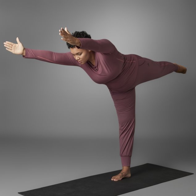 Camiseta De Manga Larga De Yoga De Equilibrio Auténtico (talla Grande) Adidas Burdeos