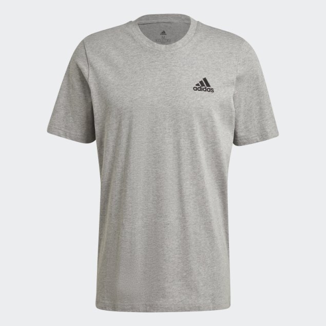 Adidas Camiseta Con Logo Pequeño Bordado Essentials Gris Medio