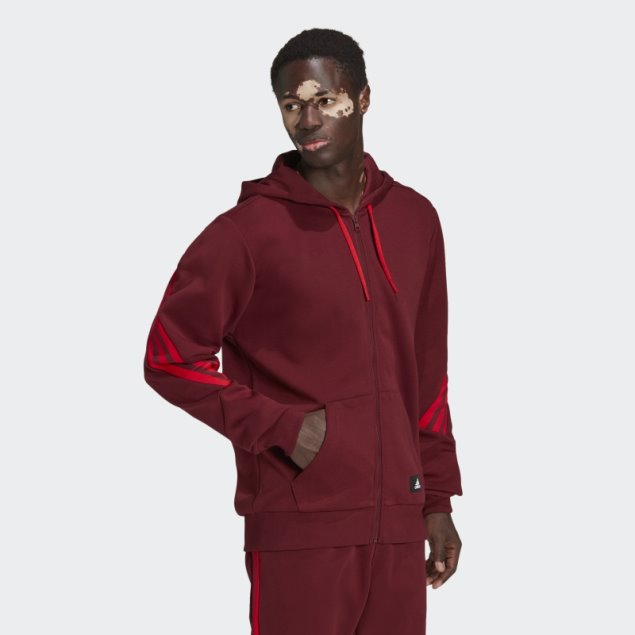 Adidas Sudadera Con Capucha Y Cremallera Completa De 3 Rayas Con íconos Del Futuro Rojo