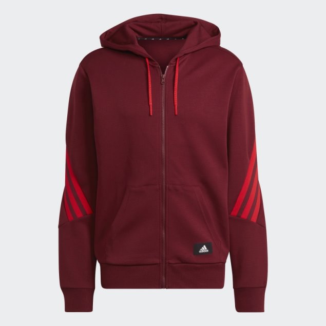 Adidas Sudadera Con Capucha Y Cremallera Completa De 3 Rayas Con íconos Del Futuro Rojo