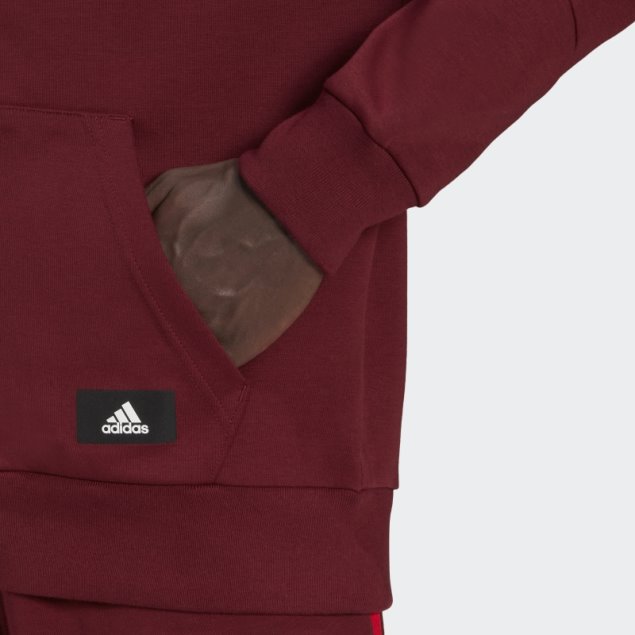 Adidas Sudadera Con Capucha Y Cremallera Completa De 3 Rayas Con íconos Del Futuro Rojo