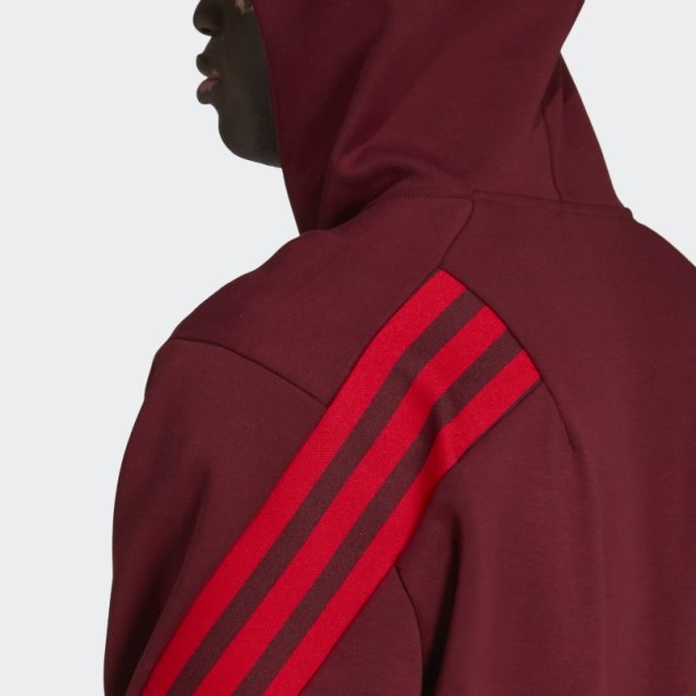 Adidas Sudadera Con Capucha Y Cremallera Completa De 3 Rayas Con íconos Del Futuro Rojo