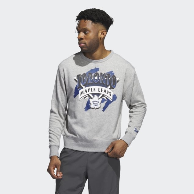 Sudadera Maple Leafs Vintage Crew Adidas Gris Medio