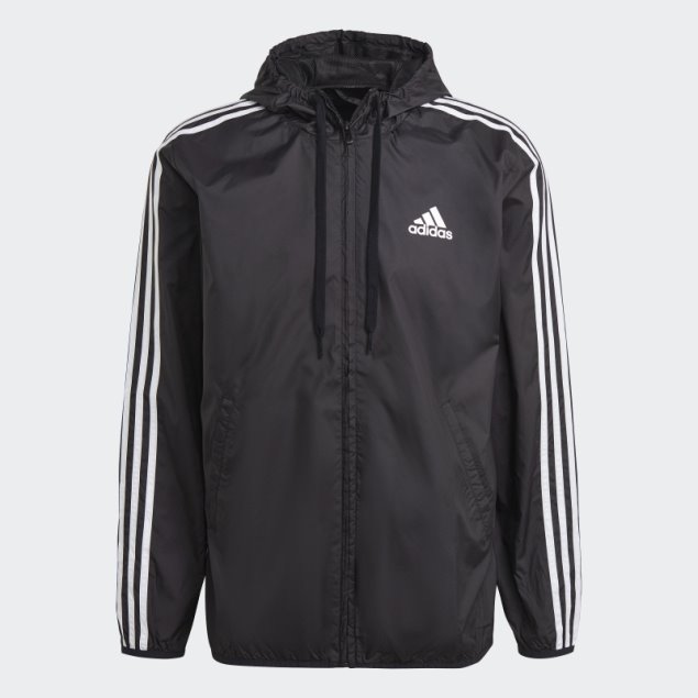 Chaqueta Cortavientos Negra Con 3 Rayas Primegreen Essentials De Adidas