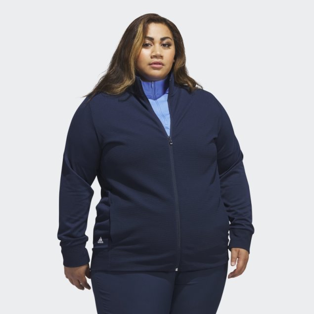 Adidas Chaqueta Texturizada Con Cremallera Completa (talla Grande) Azul Marino