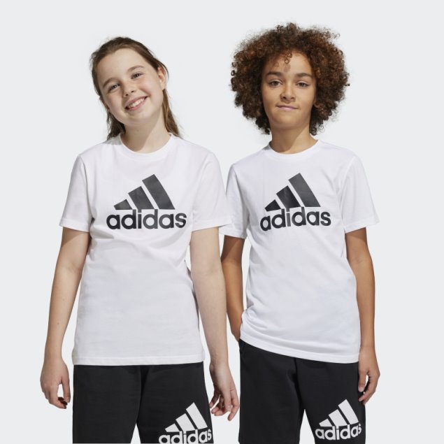 Camiseta Blanca Adidas Essentials Slim De Algodón Con Logo Grande