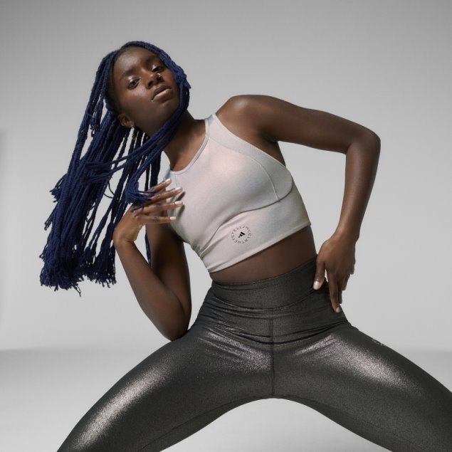 Adidas By Stella Mccartney Leggings De Entrenamiento Brillantes Plateados