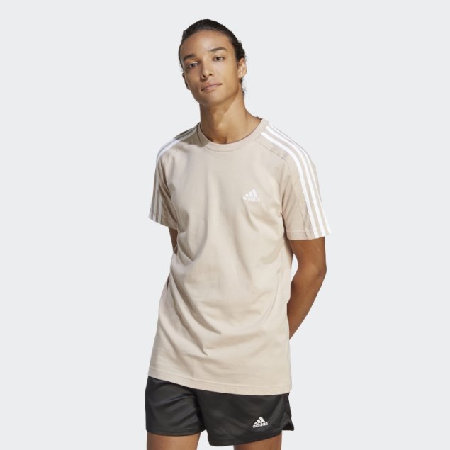 Camiseta Adidas Essentials Single Jersey Con 3 Rayas En Color Topo