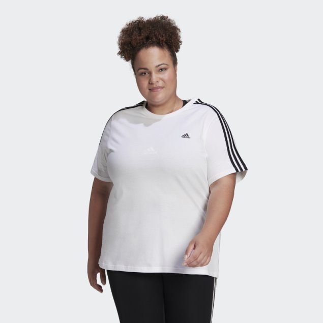 Adidas Essentials Slim 3-stripes Camiseta (talla Grande) Blanco