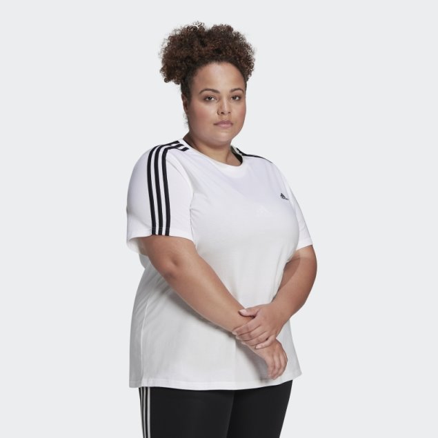 Adidas Essentials Slim 3-stripes Camiseta (talla Grande) Blanco