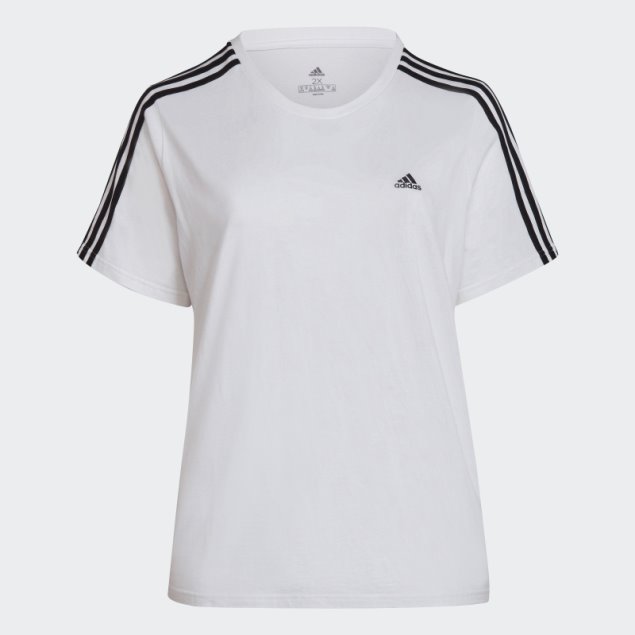 Adidas Essentials Slim 3-stripes Camiseta (talla Grande) Blanco